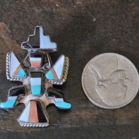 Vintage Navajo Knifewing Inlay Brooch - Picture 4 of 6